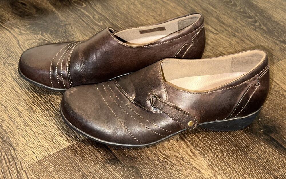 Dansko Womens 37 US 6.5 7 Franny Loafer Slip On Shoes Burnished Leather Brown